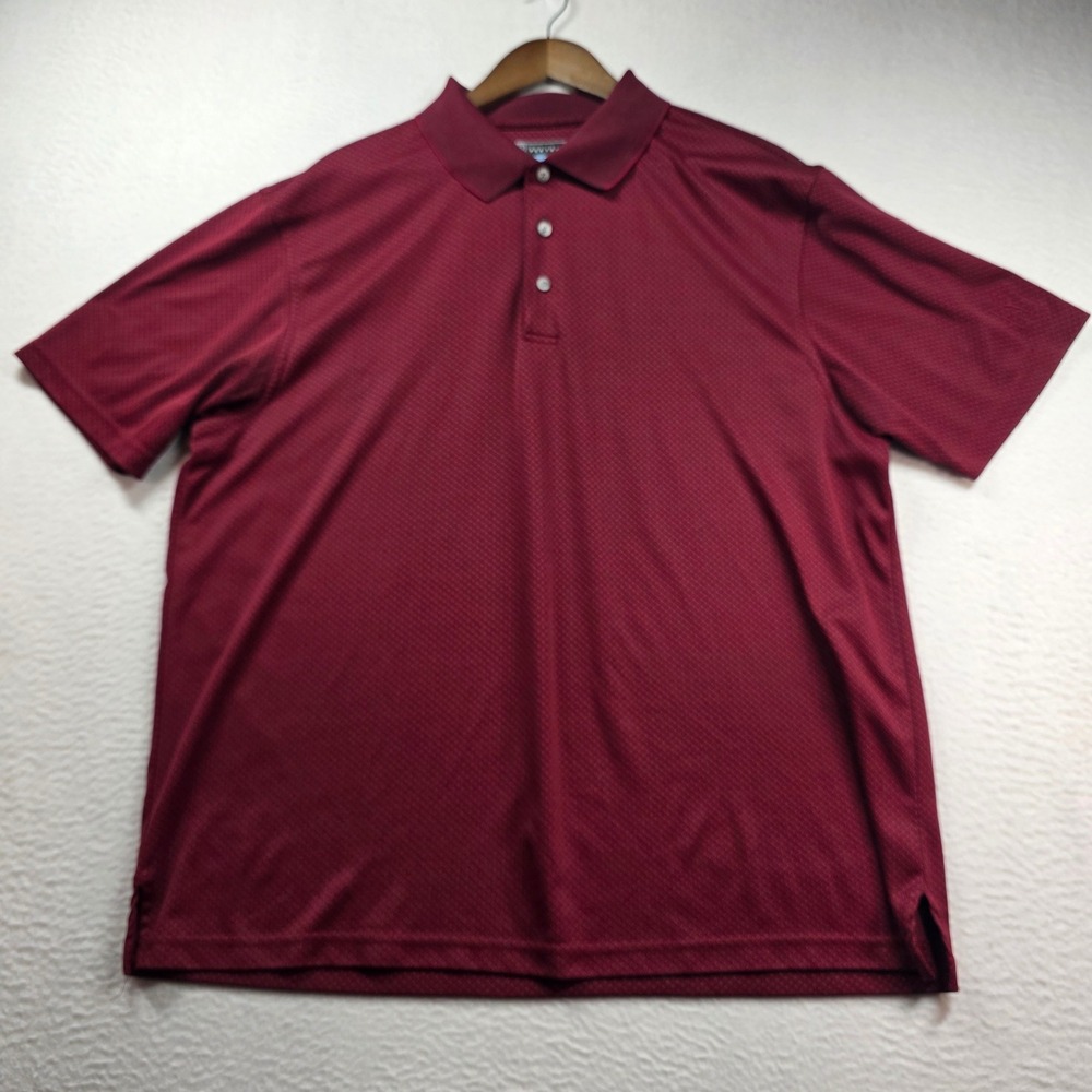 PGA Tour Polo Shirt Mens XXL Burgundy Grey Stripe Performance Golf Bundle 2pk - Picture 4 of 13